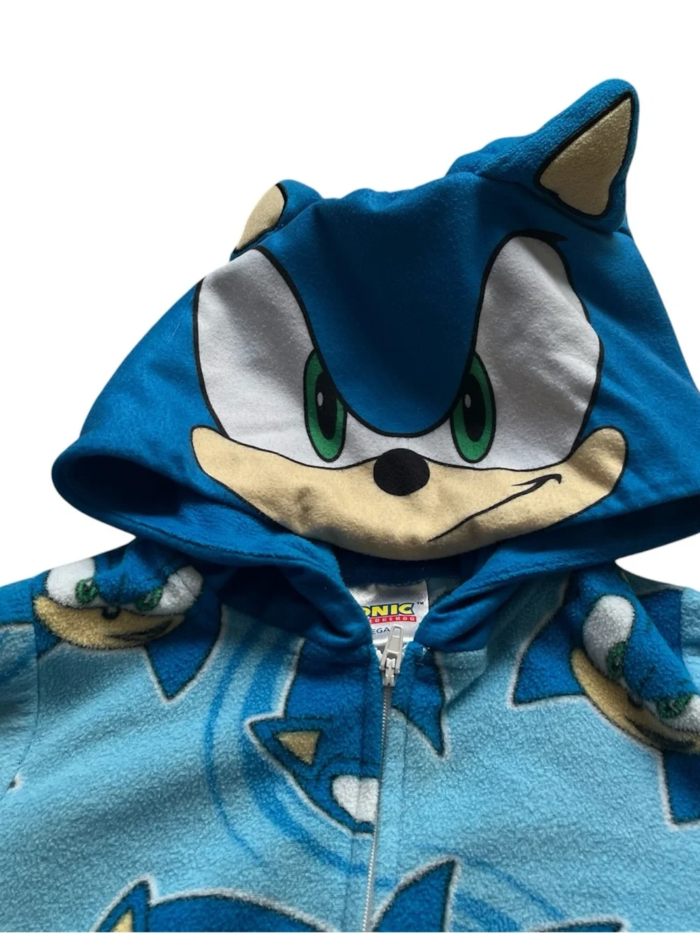 Toddler Boys Kids Blue Character Hooded One-Piece Pajamas Size 4 Worn Once